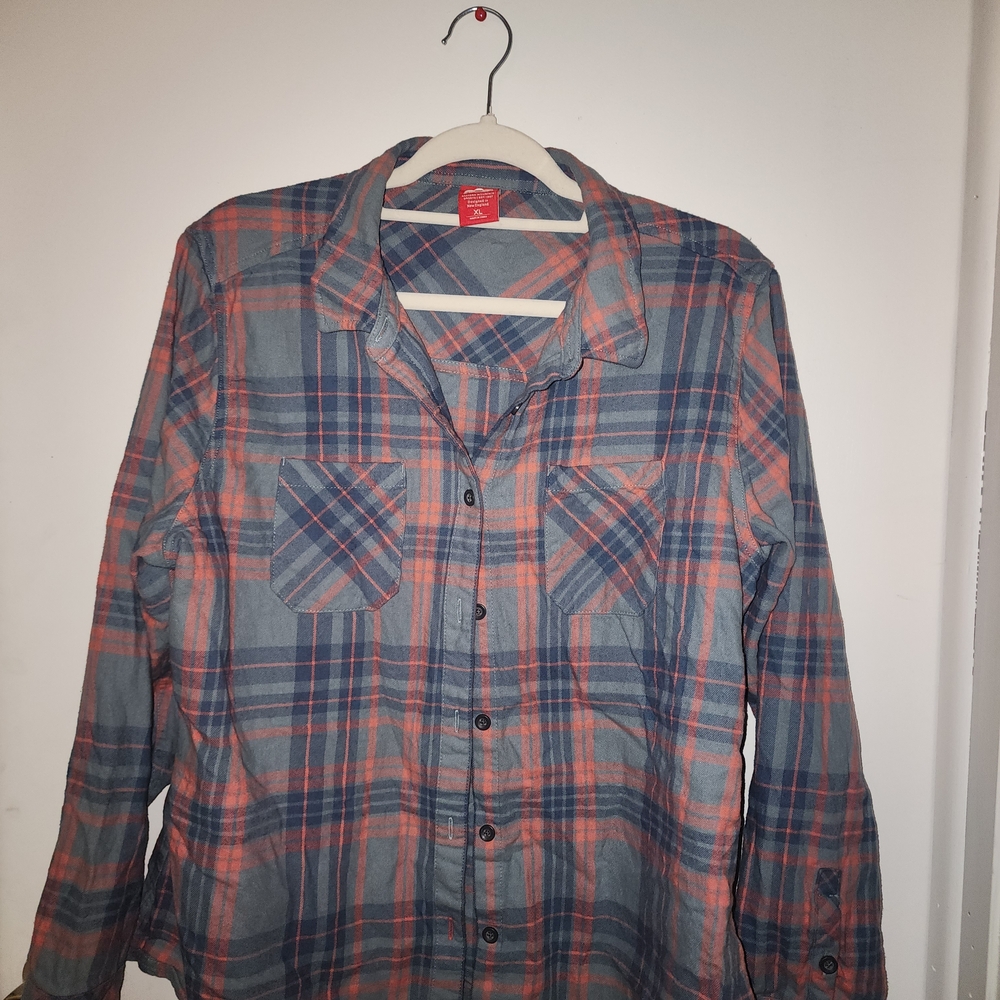 Eastern Mountain Sports Blue and Red Plaid Shirt